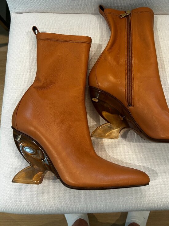 ZIMMERMANN Leather ankle boots | THE OUTNET Zimmerman leather ankle boots with stylized lucite heel